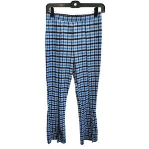 Urban Renewal Remnants Plaid Front Slit Flare Pant Blue Size S